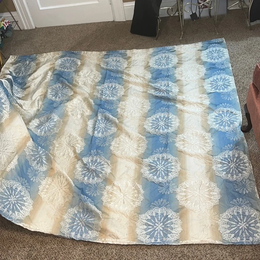 Beach blue beige tan sky bathroom curtain home decor large long embroidered